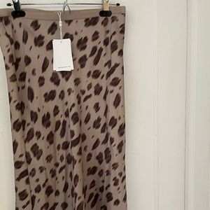 Anine Bing silk midi skirt, Large, leopard print, NWT